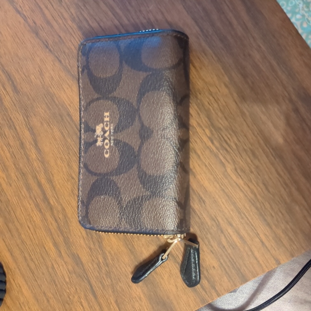 Coach Brown Small Double Zip Wallet/Card Holder
